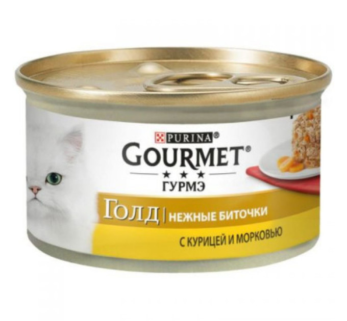 Gourmet Gold(ГурмеГолд).З куркою та морквою. "Ніжні биточки". Конс/кот 12х85г